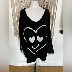 Astrid Black and White Heart Sweater